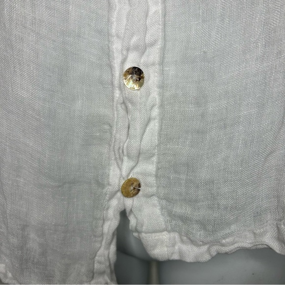 Banana Blue linen white asymmetrical top small Lagenlook oversized artsy boho - Picture 5 of 9